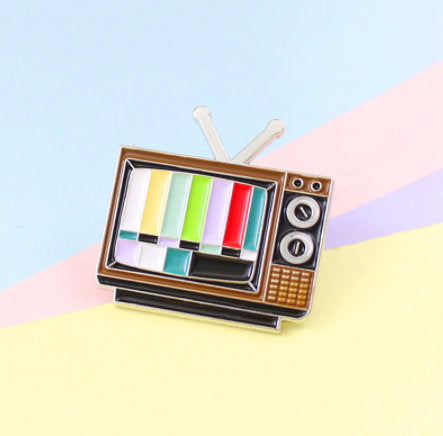 TV Test Card Retro Television Brooch Badge Pin