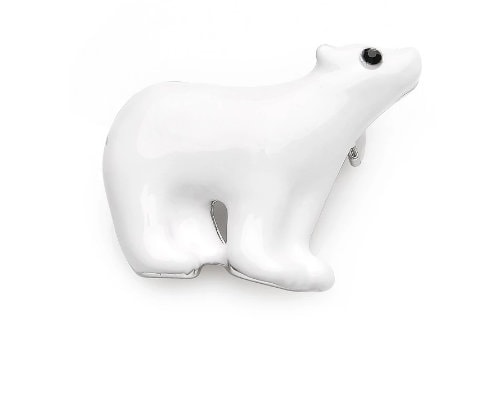White Polar Bear Christmas Brooch